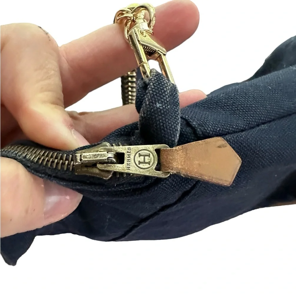 Authentic Hermes Bolide Cosmetic Pouch Navy Blue